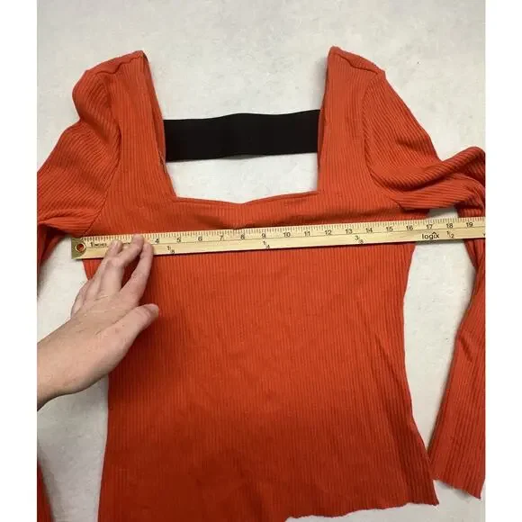The Range Alloy Ribbed Banded Long Sleeve Top Womens Large Blood Orange - Picture 3 of 7